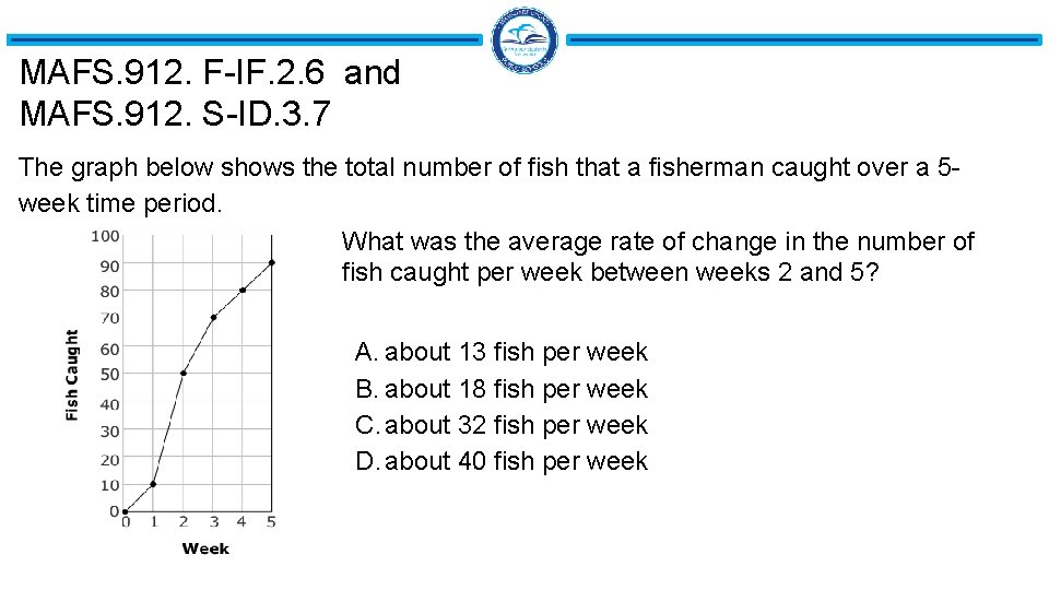 MAFS. 912. F-IF. 2. 6 and MAFS. 912. S-ID. 3. 7 The graph below MAFS. 912. F-IF. 2. 6 and MAFS. 912. S-ID. 3. 7 The graph below