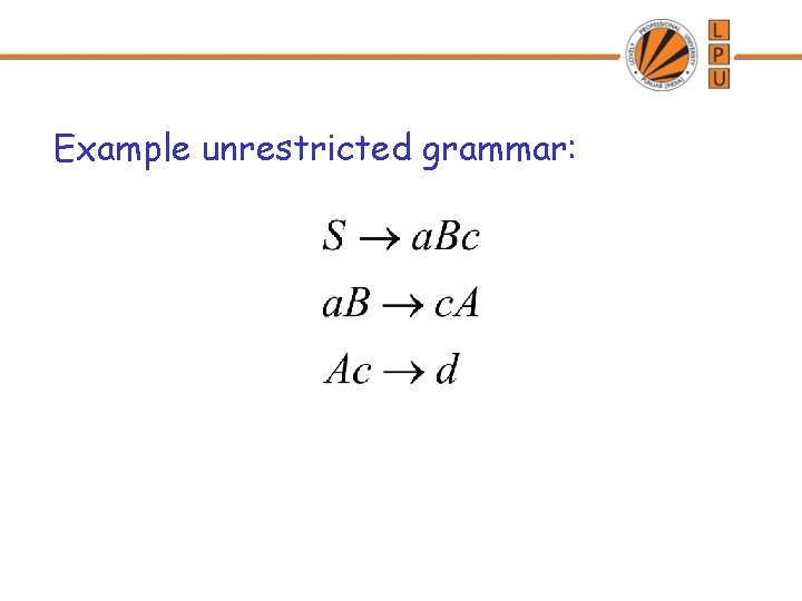 Example unrestricted grammar: 