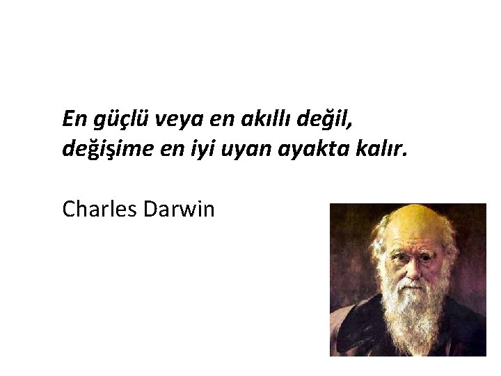 En güçlü veya en akıllı değil, değişime en iyi uyan ayakta kalır. Charles Darwin