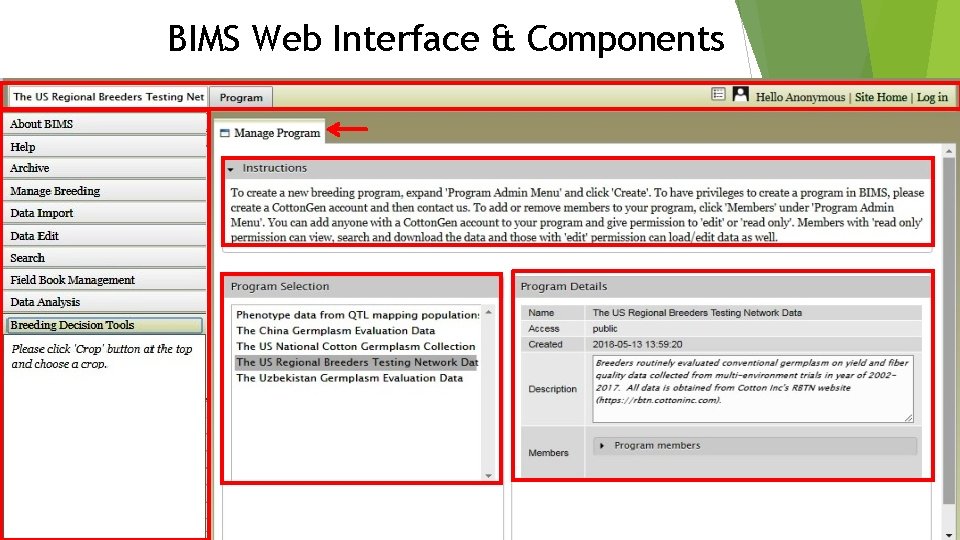 BIMS Web Interface & Components 