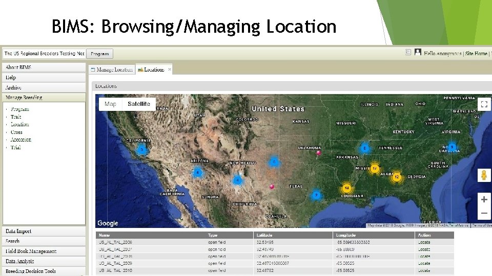 BIMS: Browsing/Managing Location 
