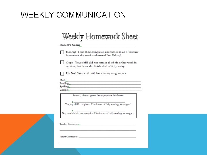 WEEKLY COMMUNICATION WEEKLY COMMUNICATION