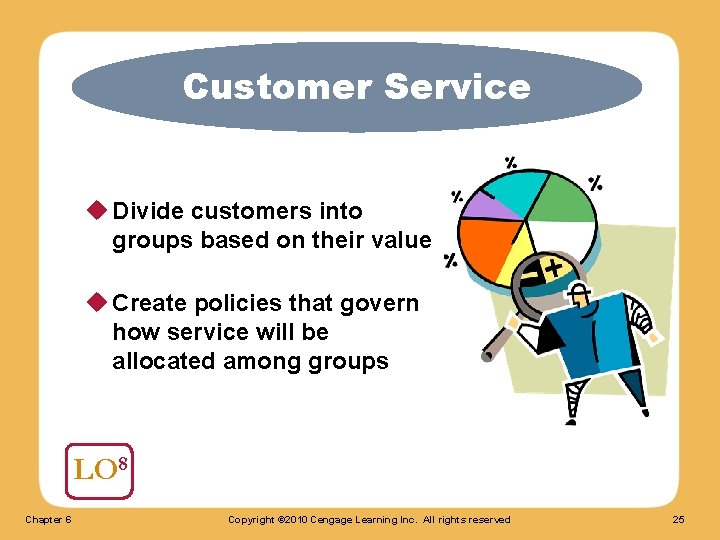 Customer Service u Divide customers into groups based on their value u Create policies