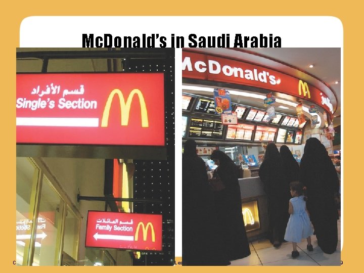 Mc. Donald’s in Saudi Arabia Chapter 6 Copyright © 2010 Cengage Learning Inc. All