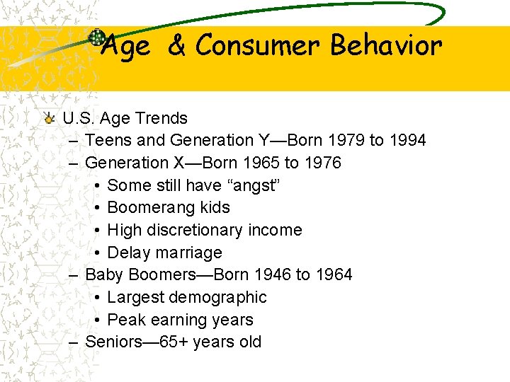 Age & Consumer Behavior U. S. Age Trends – Teens and Generation Y—Born 1979