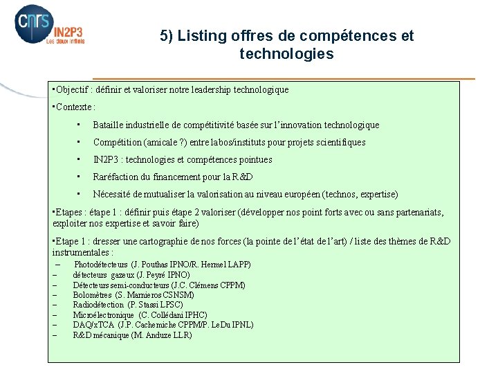 5) Listing offres de compétences et technologies _______________________ • Objectif : définir et valoriser