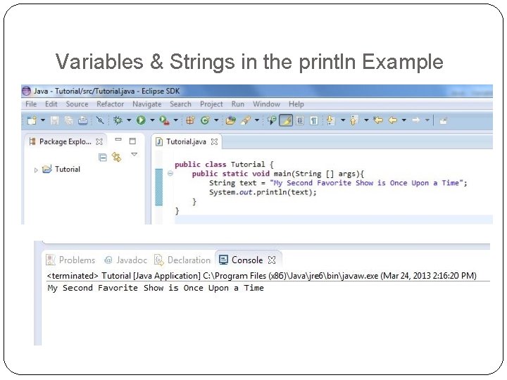 Variables & Strings in the println Example 