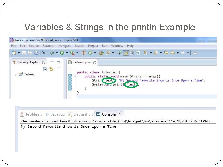 Variables & Strings in the println Example 
