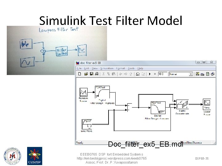 Simulink Test Filter Model Doc_filter_ex 5_EB. mdl EEEB 0765 DSP fort Embedded Systems http: