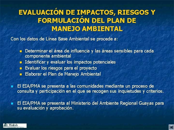 EVALUACIÓN DE IMPACTOS, RIESGOS Y FORMULACIÓN DEL PLAN DE MANEJO AMBIENTAL Con los datos