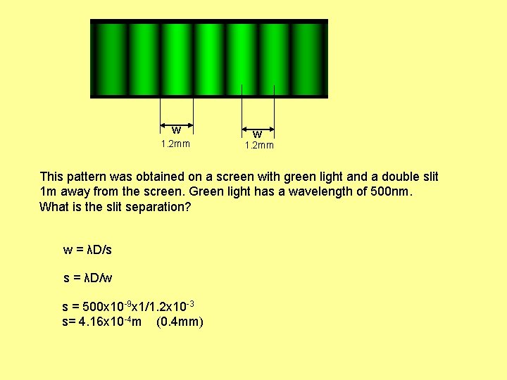 w 1. 2 mm This pattern was obtained on a screen with green light