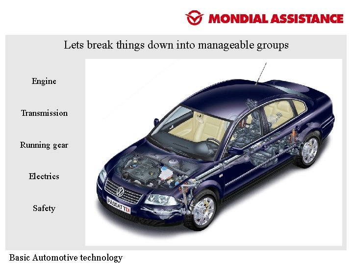 Lets break things down into manageable groups Engine Transmission Running gear Electrics Safety Basic Lets break things down into manageable groups Engine Transmission Running gear Electrics Safety Basic
