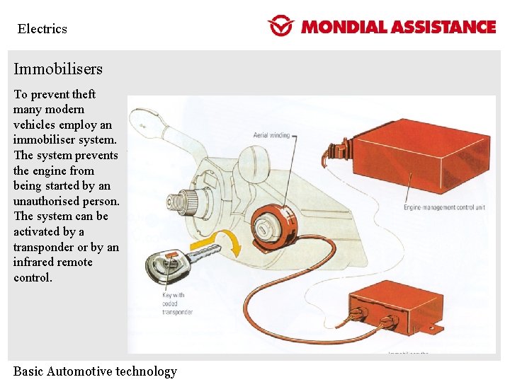 Electrics Immobilisers To prevent theft many modern vehicles employ an immobiliser system. The system Electrics Immobilisers To prevent theft many modern vehicles employ an immobiliser system. The system
