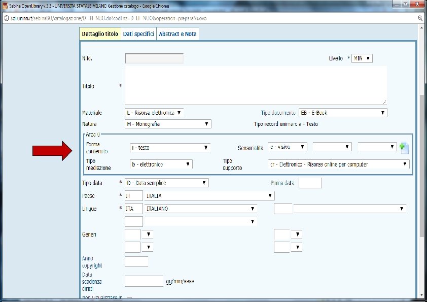 L’Area 0 si compilerà automaticamente 