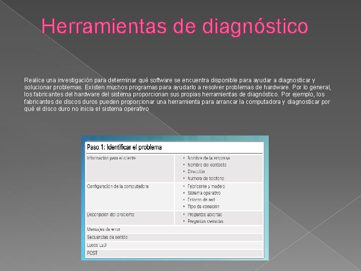 Herramientas de diagnóstico Realice una investigación para determinar qué software se encuentra disponible para