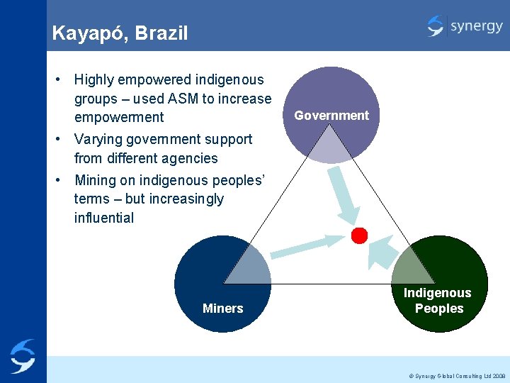 Kayapó, Brazil • Highly empowered indigenous groups – used ASM to increase empowerment Government