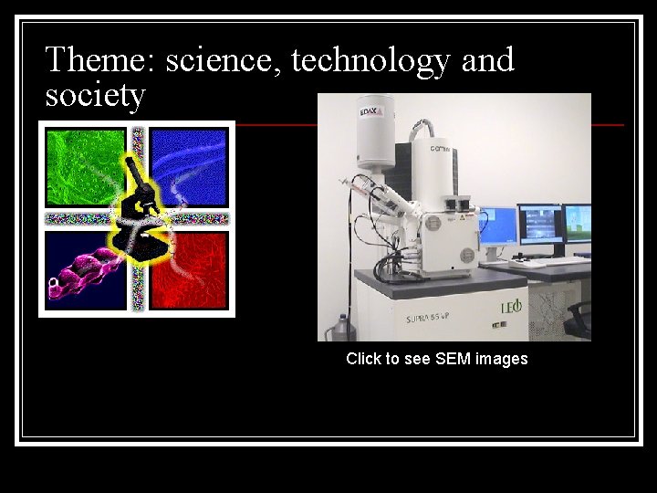 Theme: science, technology and society Click to see SEM images 