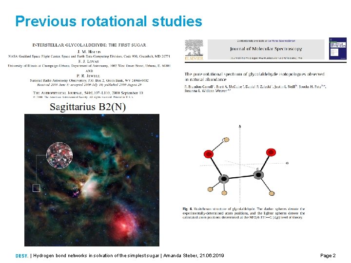 Previous rotational studies | Hydrogen bond networks in solvation of the simplest sugar |