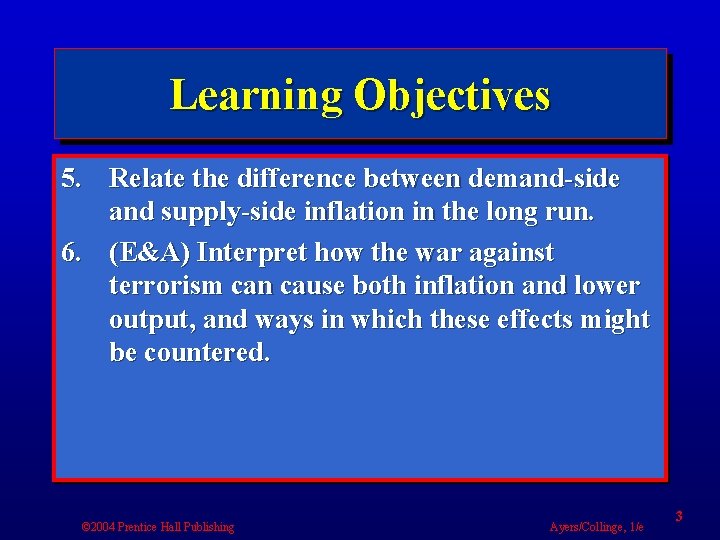 Learning Objectives 5. Relate the difference between demand-side and supply-side inflation in the long