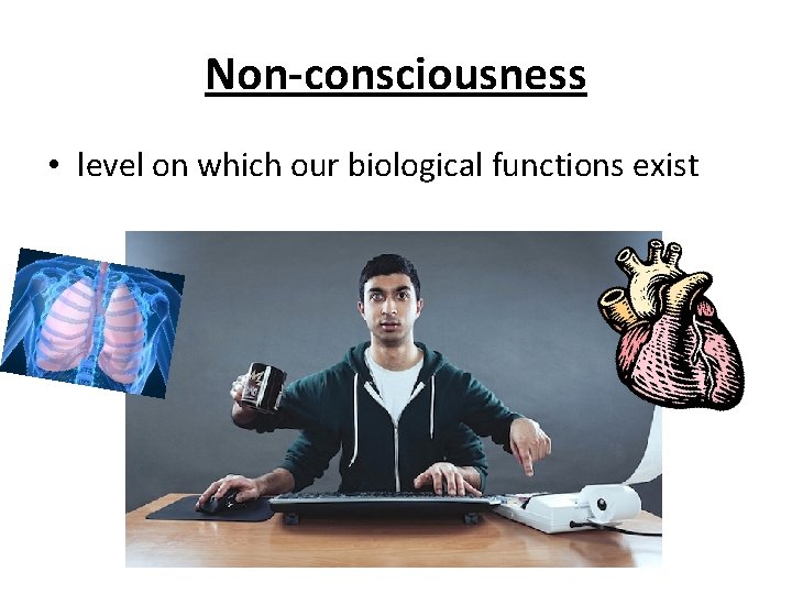 Non-consciousness • level on which our biological functions exist 