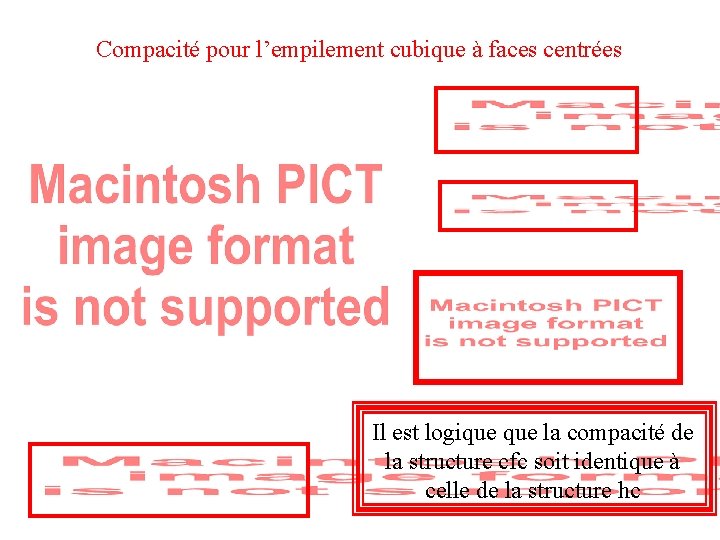 Compacité pour l’empilement cubique à faces centrées Il est logique la compacité de la