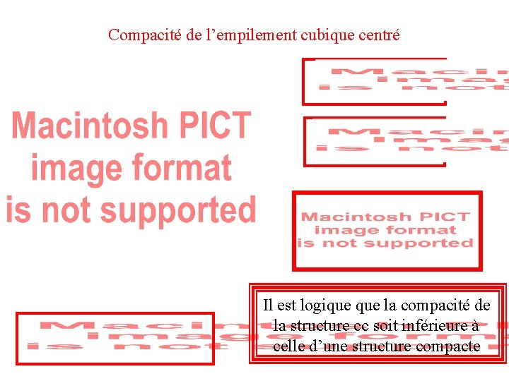 Compacité de l’empilement cubique centré Il est logique la compacité de la structure cc