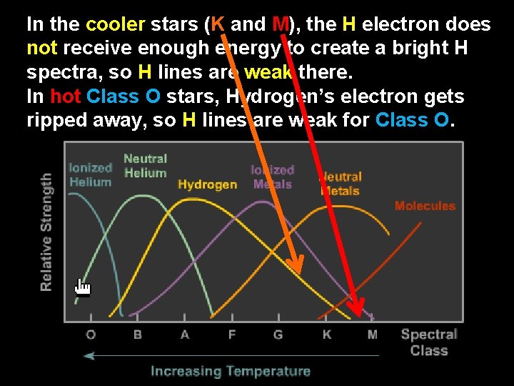 In the cooler stars (K and M), the H electron does not receive enough