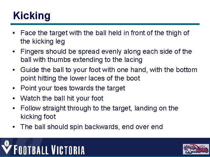 Basic Skills Key teaching points Handball Clench striking