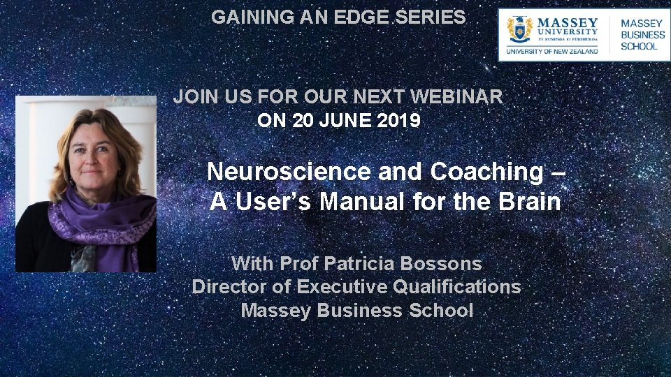 GAINING AN EDGE SERIES JOIN US FOR OUR NEXT WEBINAR ON 20 JUNE 2019