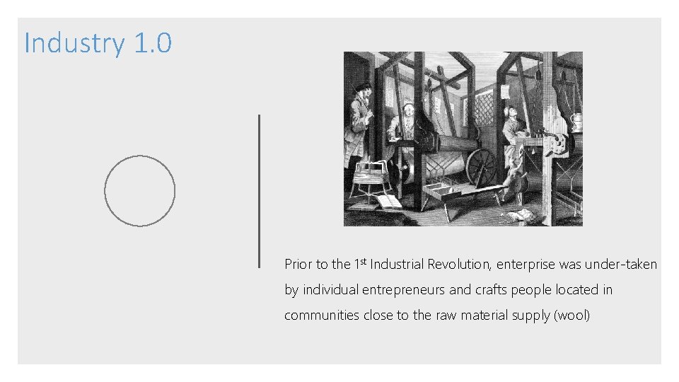 Industry 1. 0 Prior to the 1 st Industrial Revolution, enterprise was under-taken by