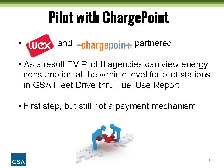 Pilot with Charge. Point • and partnered • As a result EV Pilot II