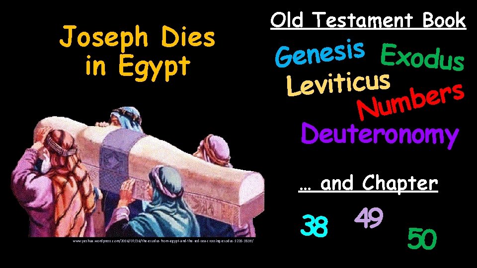 Joseph Dies in Egypt Old Testament Book s i s e Exodus n e