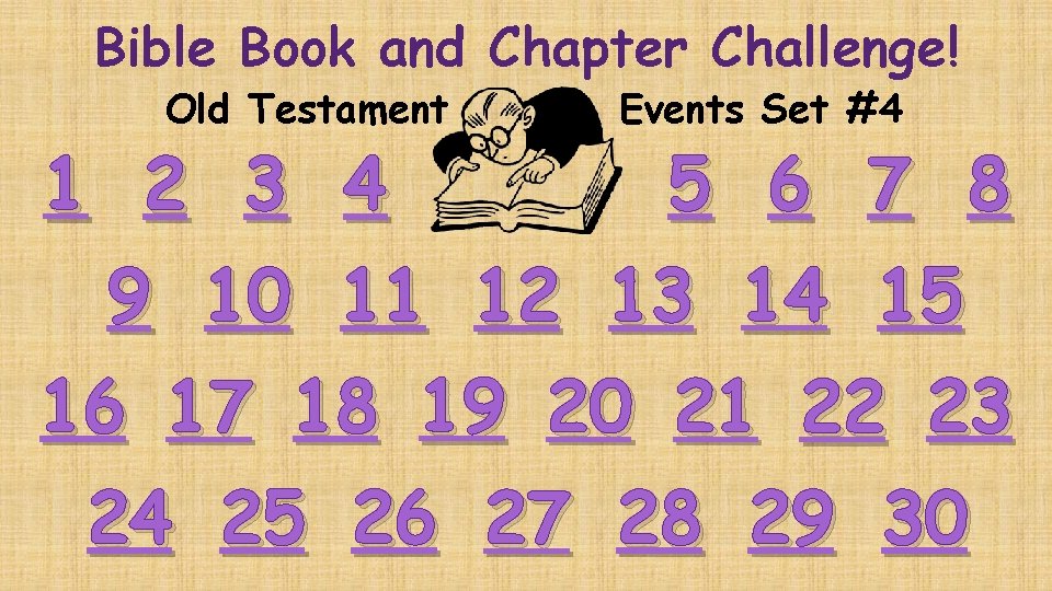 Bible Book and Chapter Challenge! Old Testament 1 2 3 9 10 Events Set