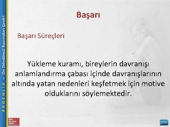 Başarı Süreçleri Yükleme kuramı, bireylerin davranışı anlamlandırma çabası içinde davranışlarının altında yatan nedenleri keşfetmek