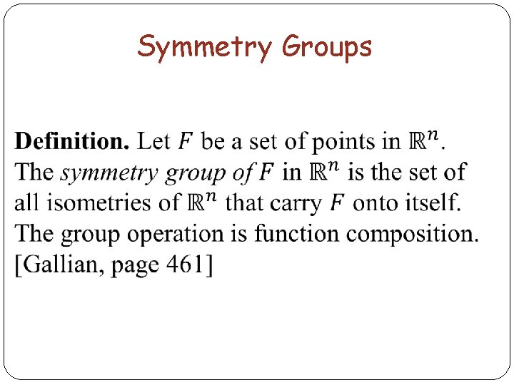 Symmetry Groups 