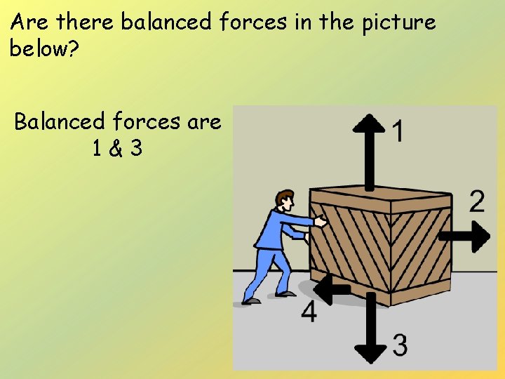 Are there balanced forces in the picture below? Balanced forces are 1&3 