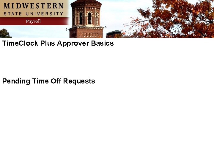 Time. Clock Plus Approver Basics Pending Time Off Requests 