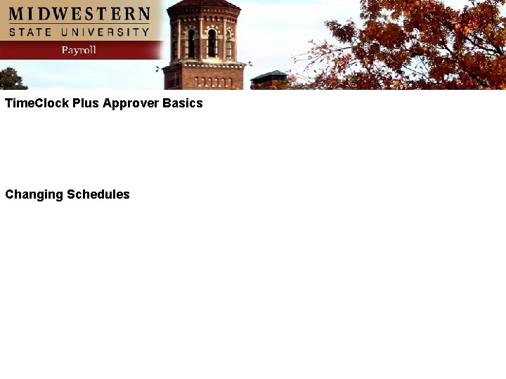 Time. Clock Plus Approver Basics Changing Schedules 