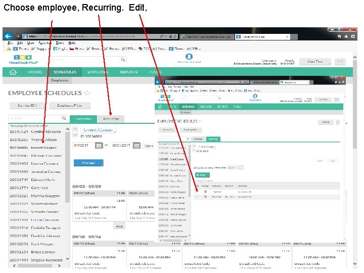 Choose employee, Recurring. Edit, 