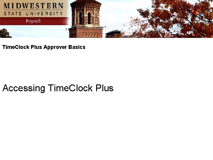 Time. Clock Plus Approver Basics Accessing Time. Clock Plus 