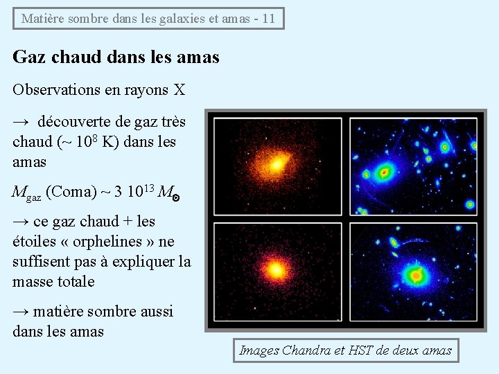 Matière sombre dans les galaxies et amas - 11 Gaz chaud dans les amas