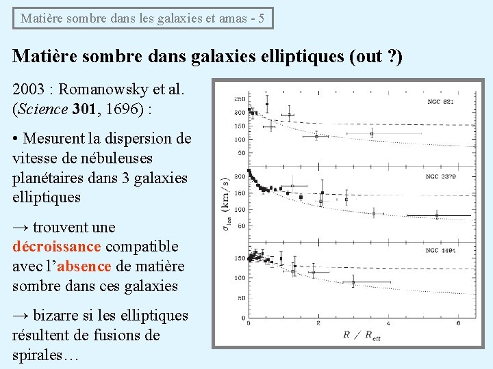 Matière sombre dans les galaxies et amas - 5 Matière sombre dans galaxies elliptiques