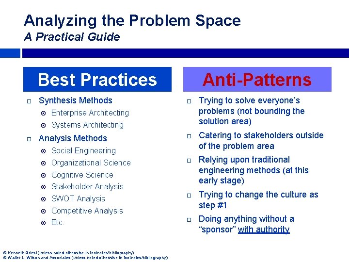 Analyzing the Problem Space A Practical Guide Best Practices Synthesis Methods Enterprise Architecting Systems