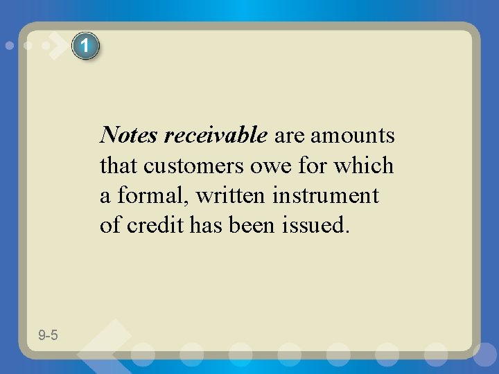 1 Notes receivable are amounts that customers owe for which a formal, written instrument