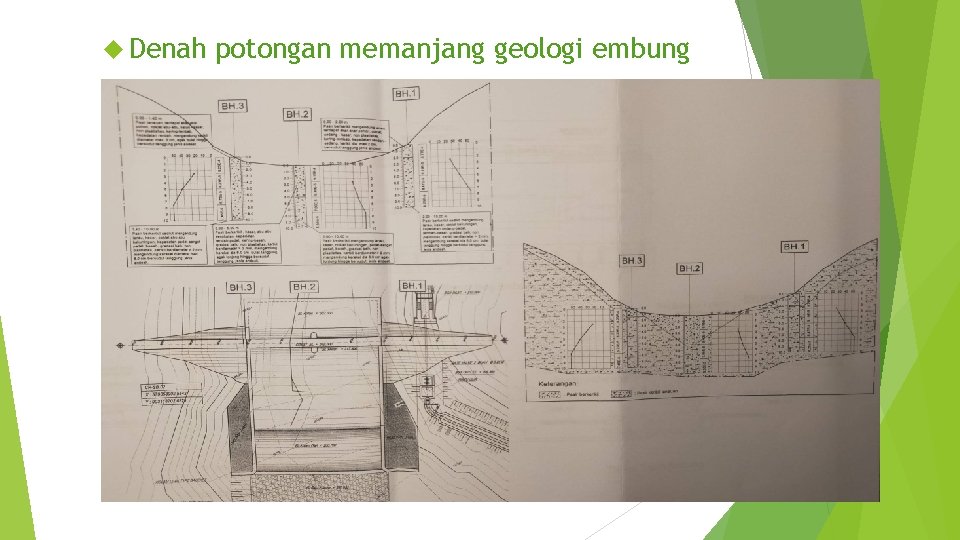  Denah potongan memanjang geologi embung 