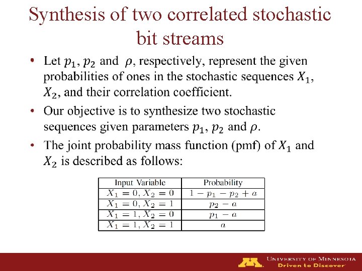 Synthesis of two correlated stochastic bit streams • 
