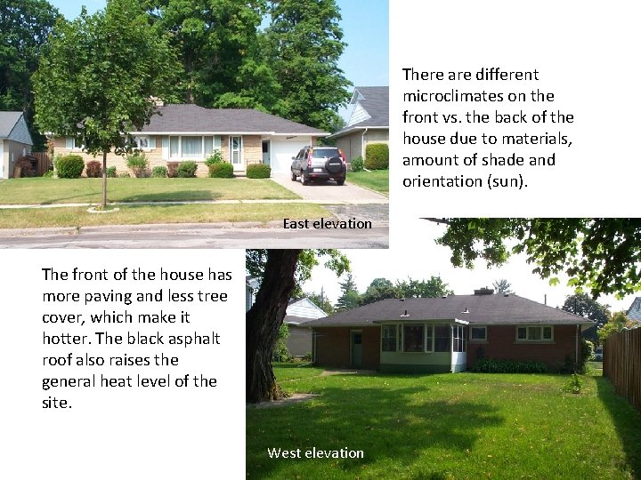 There are different microclimates on the front vs. the back of the house due