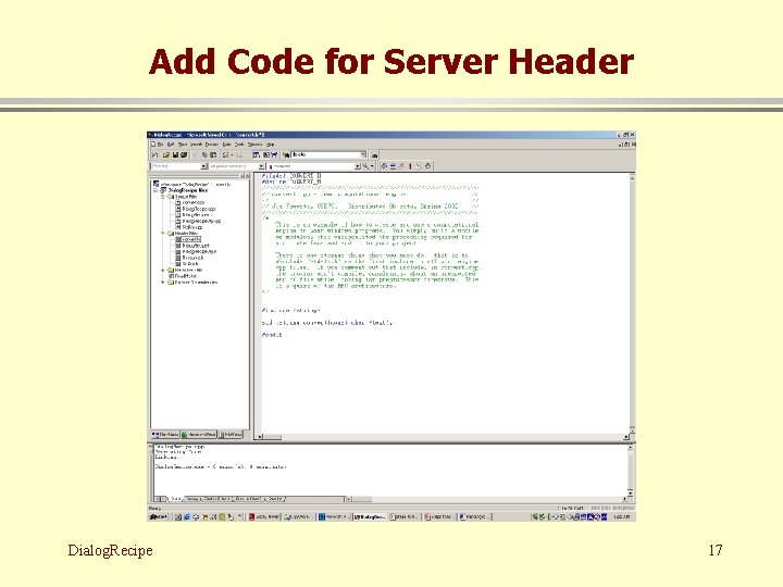 Add Code for Server Header Dialog. Recipe 17 