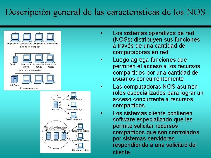 Descripción general de las características de los NOS • • Los sistemas operativos de