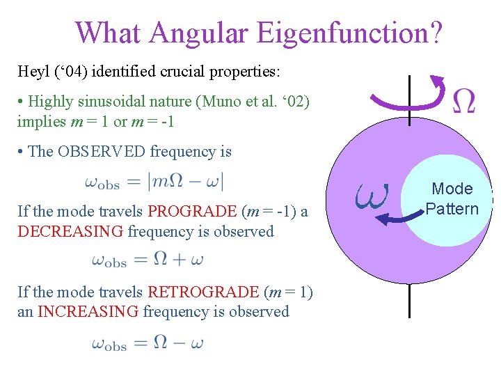 What Angular Eigenfunction? Heyl (‘ 04) identified crucial properties: • Highly sinusoidal nature (Muno